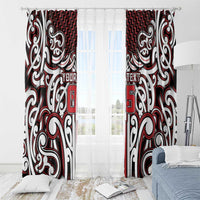 Custom Aotearoa Ngapuhi Window Curtain Maori Tribal Pattern Mix Poutama