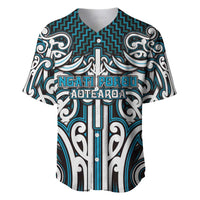 Custom Aotearoa Ngati Porou Baseball Jersey Maori Tribal Pattern Mix Poutama LT05 Blue - Polynesian Pride