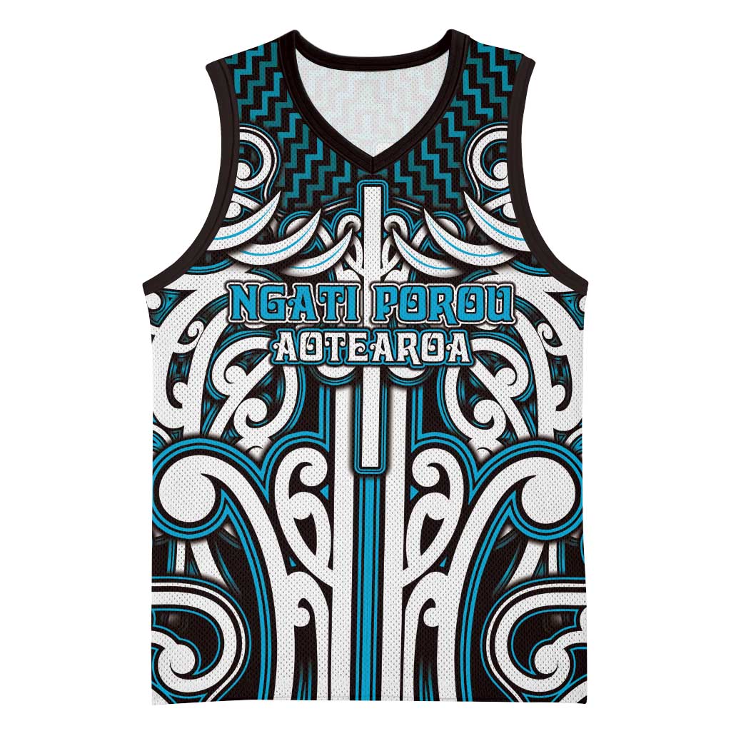 Custom Aotearoa Ngati Porou Basketball Jersey Maori Tribal Pattern Mix Poutama