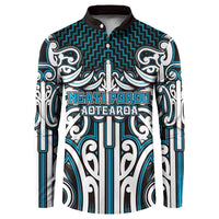 Custom Aotearoa Ngati Porou Button Sweatshirt Maori Tribal Pattern Mix Poutama