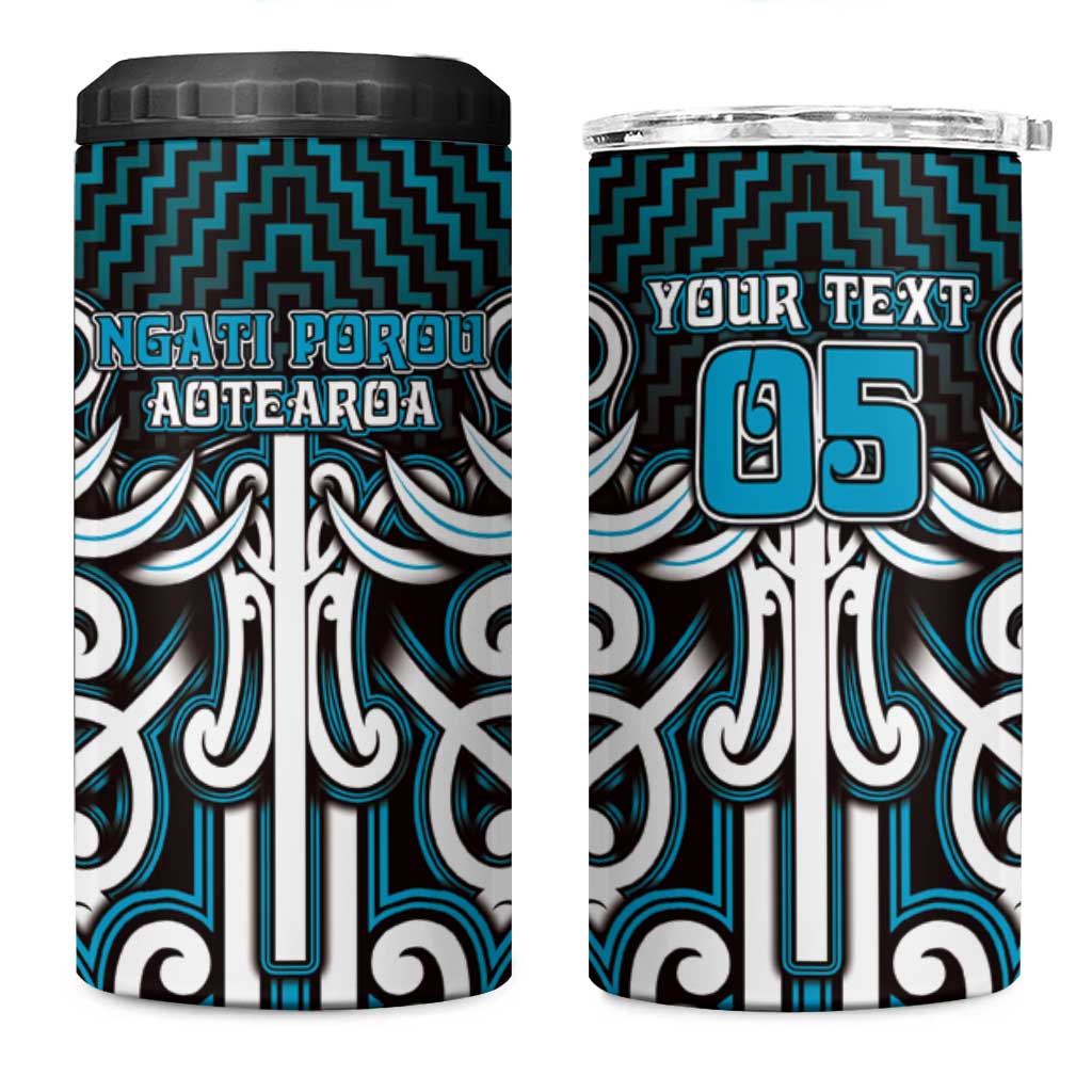 Custom Aotearoa Ngati Porou 4 in 1 Can Cooler Tumbler Maori Tribal Pattern Mix Poutama