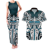 Custom Aotearoa Ngati Porou Couples Matching Tank Maxi Dress and Hawaiian Shirt Maori Tribal Pattern Mix Poutama