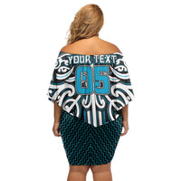 Custom Aotearoa Ngati Porou Family Matching Off Shoulder Short Dress and Hawaiian Shirt Maori Tribal Pattern Mix Poutama