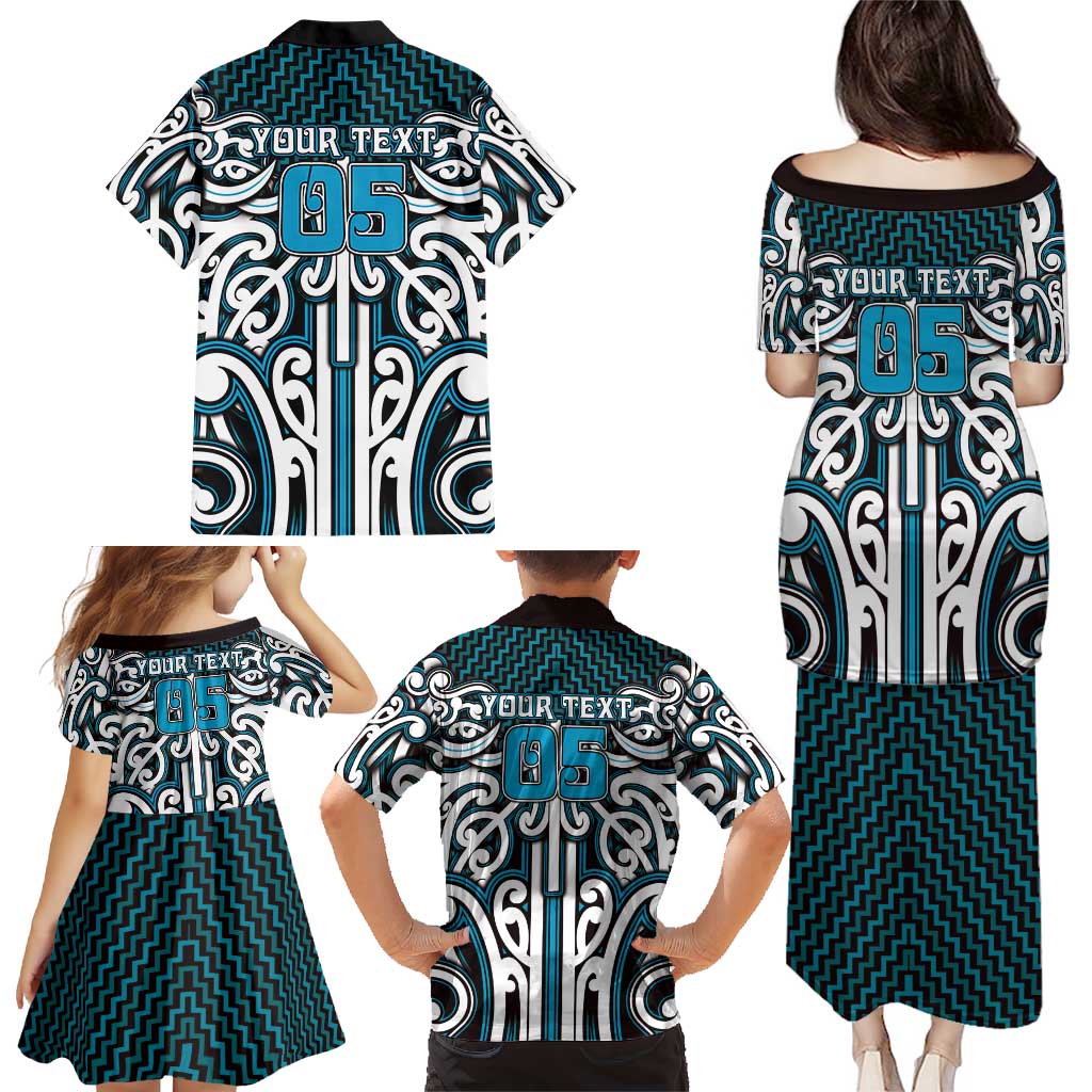 Custom Aotearoa Ngati Porou Family Matching Puletasi and Hawaiian Shirt Maori Tribal Pattern Mix Poutama