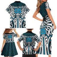 Custom Aotearoa Ngati Porou Family Matching Short Sleeve Bodycon Dress and Hawaiian Shirt Maori Tribal Pattern Mix Poutama