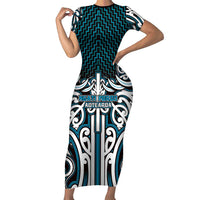 Custom Aotearoa Ngati Porou Family Matching Short Sleeve Bodycon Dress and Hawaiian Shirt Maori Tribal Pattern Mix Poutama