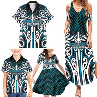 Custom Aotearoa Ngati Porou Family Matching Summer Maxi Dress and Hawaiian Shirt Maori Tribal Pattern Mix Poutama