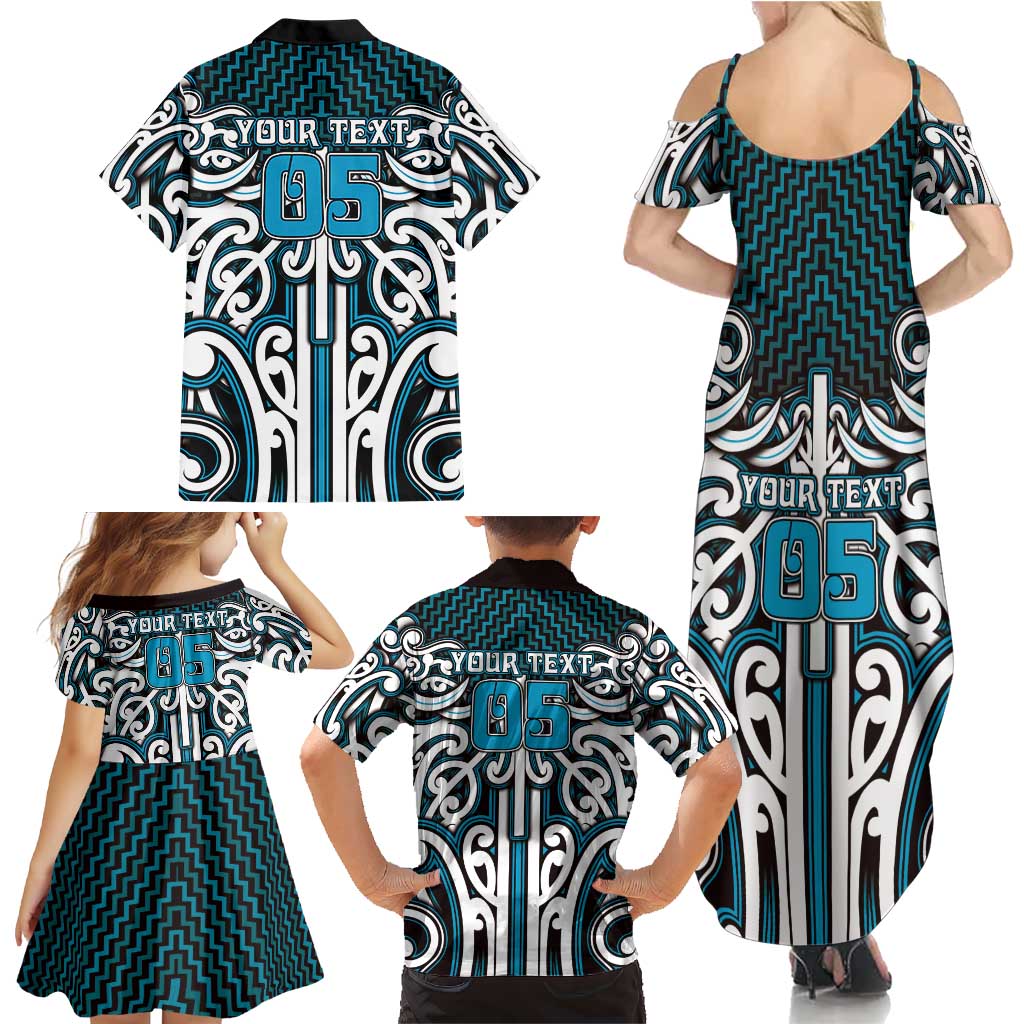 Custom Aotearoa Ngati Porou Family Matching Summer Maxi Dress and Hawaiian Shirt Maori Tribal Pattern Mix Poutama