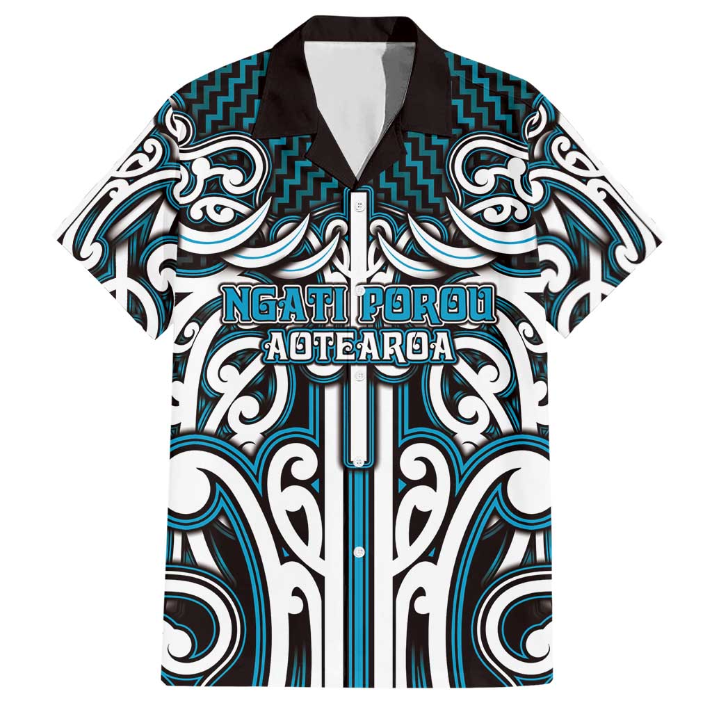 Custom Aotearoa Ngati Porou Hawaiian Shirt Maori Tribal Pattern Mix Poutama LT05 Blue - Polynesian Pride