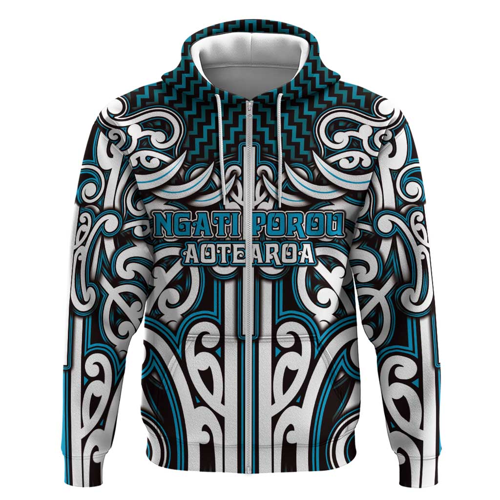 Custom Aotearoa Ngati Porou Hoodie Maori Tribal Pattern Mix Poutama