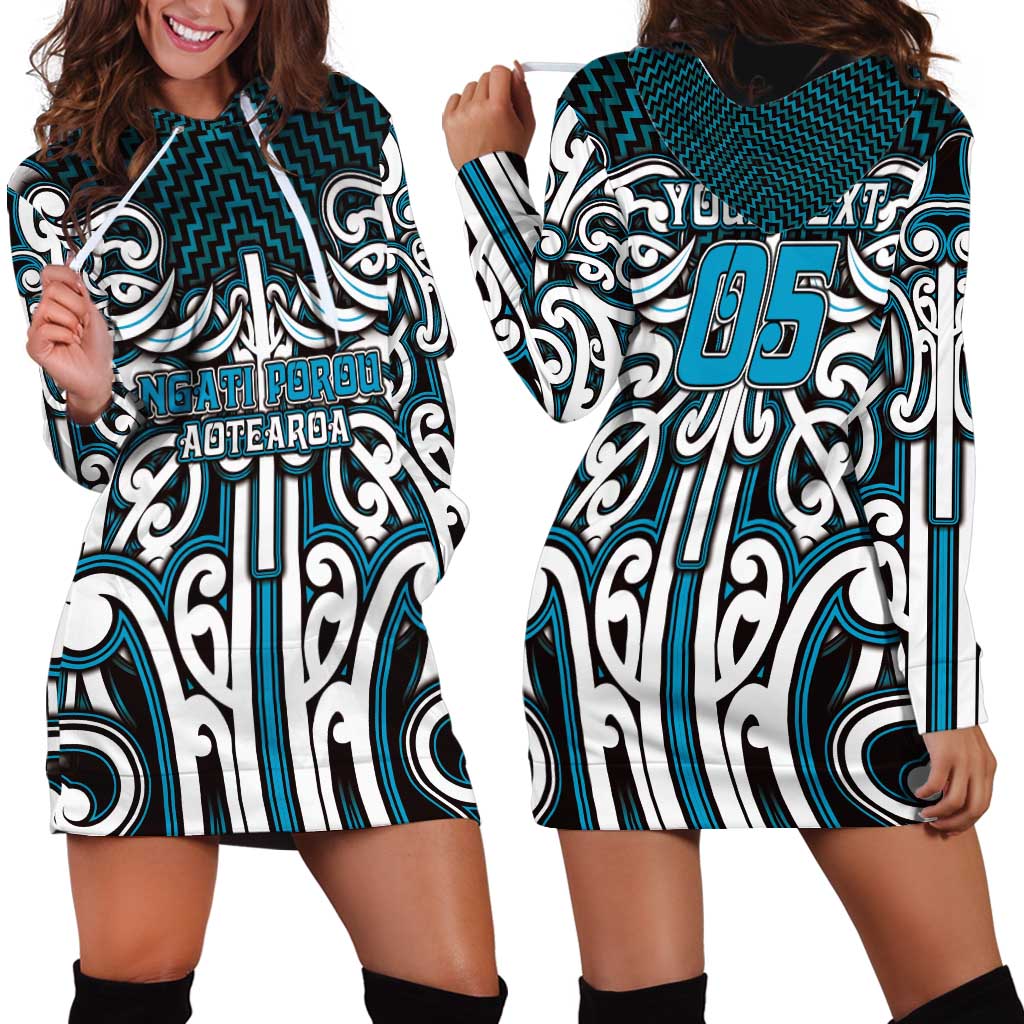 Custom Aotearoa Ngati Porou Hoodie Dress Maori Tribal Pattern Mix Poutama