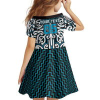 Custom Aotearoa Ngati Porou Kid Short Sleeve Dress Maori Tribal Pattern Mix Poutama LT05 - Polynesian Pride