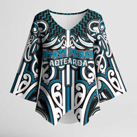Custom Aotearoa Ngati Porou Kimono Sleeve Blouse Maori Tribal Pattern Mix Poutama