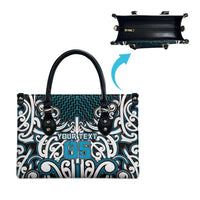 Custom Aotearoa Ngati Porou Leather Bag Maori Tribal Pattern Mix Poutama