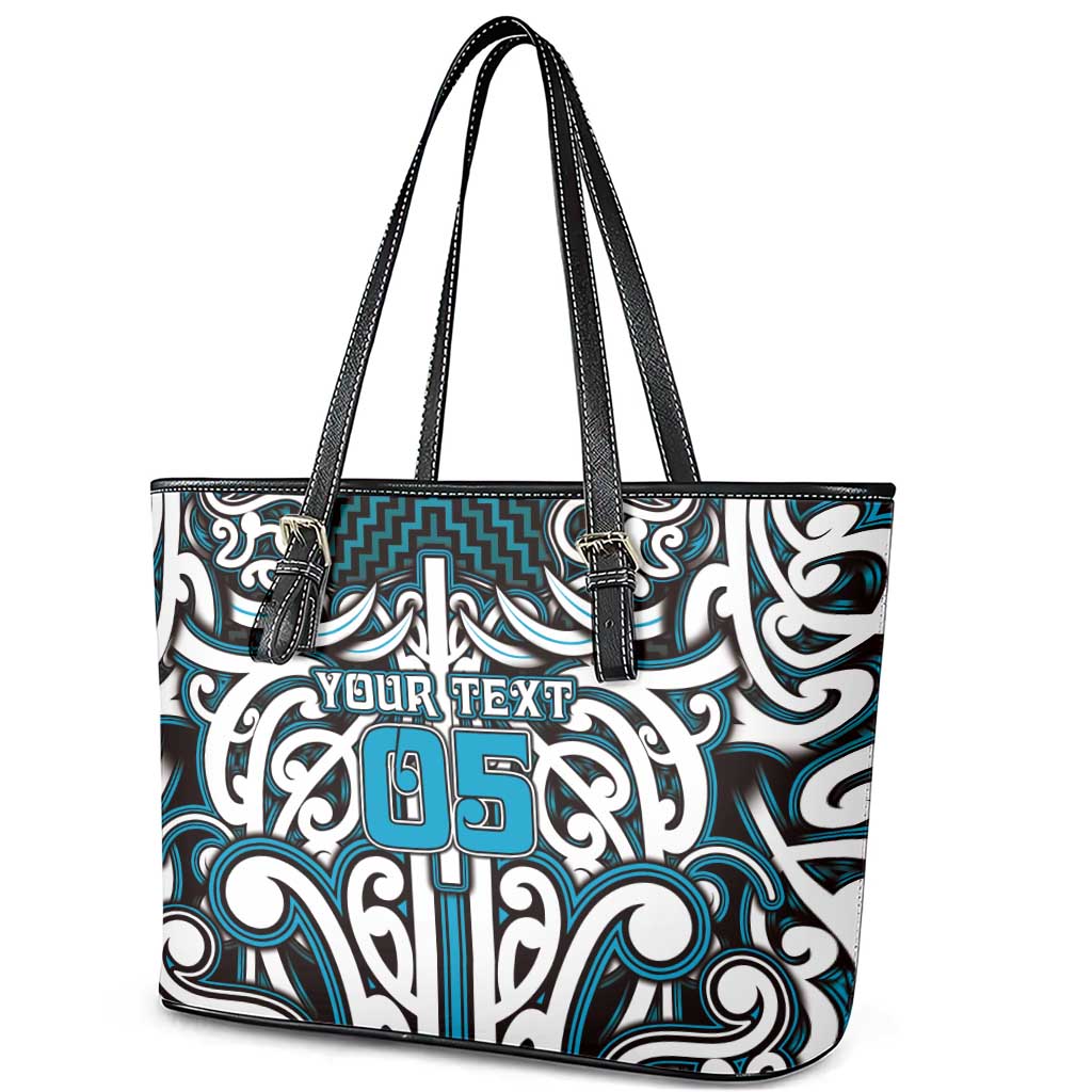 Custom Aotearoa Ngati Porou Leather Tote Bag Maori Tribal Pattern Mix Poutama