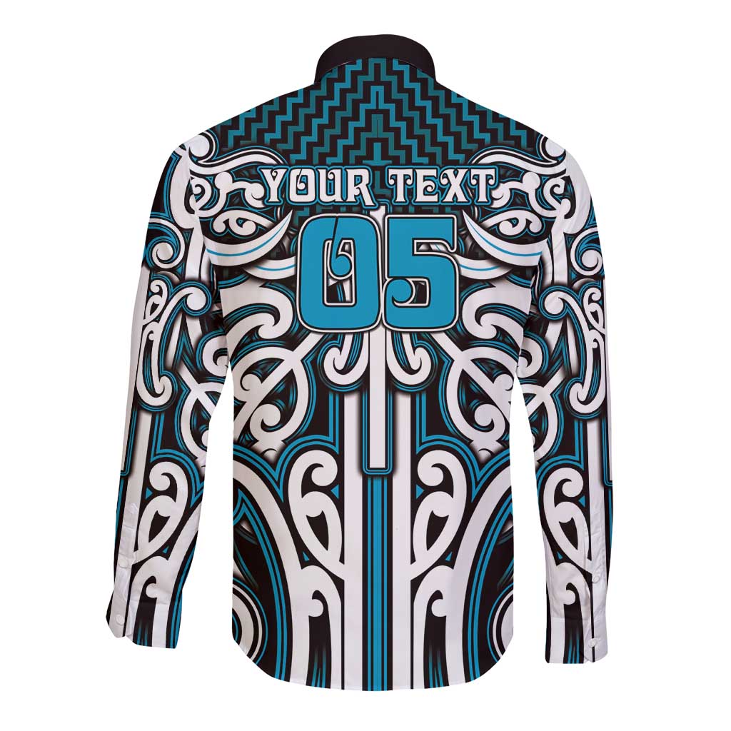 Custom Aotearoa Ngati Porou Long Sleeve Button Shirt Maori Tribal Pattern Mix Poutama