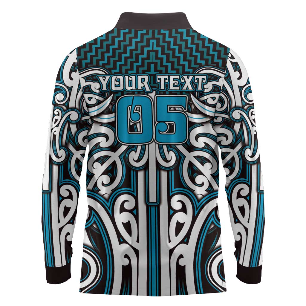Custom Aotearoa Ngati Porou Long Sleeve Polo Shirt Maori Tribal Pattern Mix Poutama LT05 - Polynesian Pride