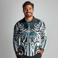 Custom Aotearoa Ngati Porou Long Sleeve Polo Shirt Maori Tribal Pattern Mix Poutama LT05 - Polynesian Pride