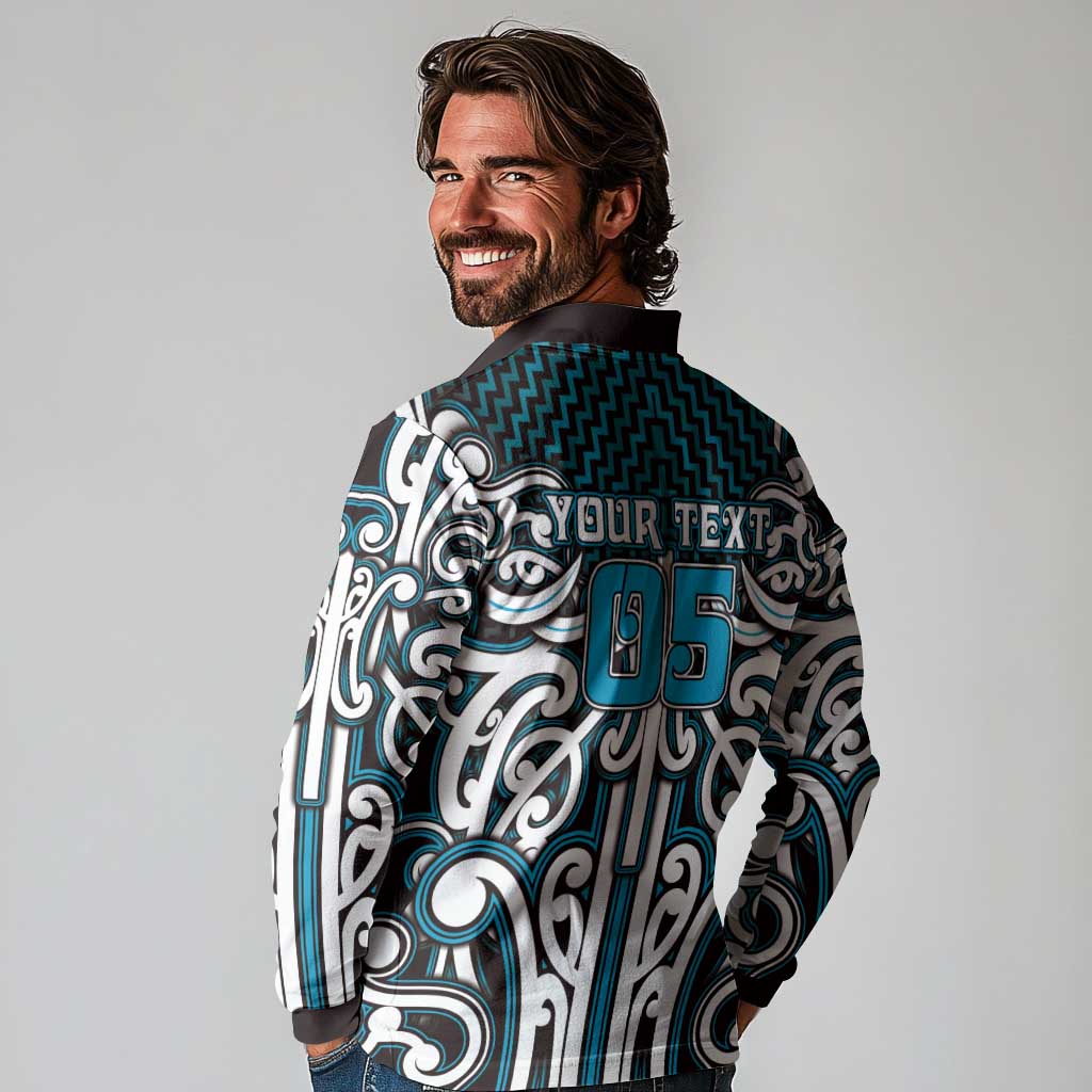 Custom Aotearoa Ngati Porou Long Sleeve Polo Shirt Maori Tribal Pattern Mix Poutama LT05 - Polynesian Pride