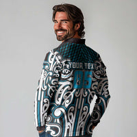 Custom Aotearoa Ngati Porou Long Sleeve Polo Shirt Maori Tribal Pattern Mix Poutama LT05 - Polynesian Pride