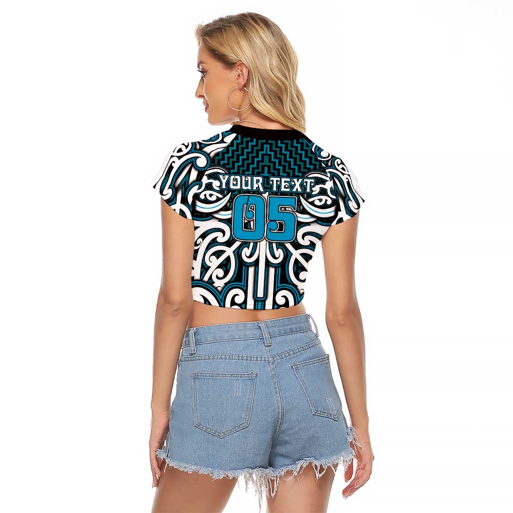 Custom Aotearoa Ngati Porou Raglan Cropped T Shirt Maori Tribal Pattern Mix Poutama LT05 - Polynesian Pride