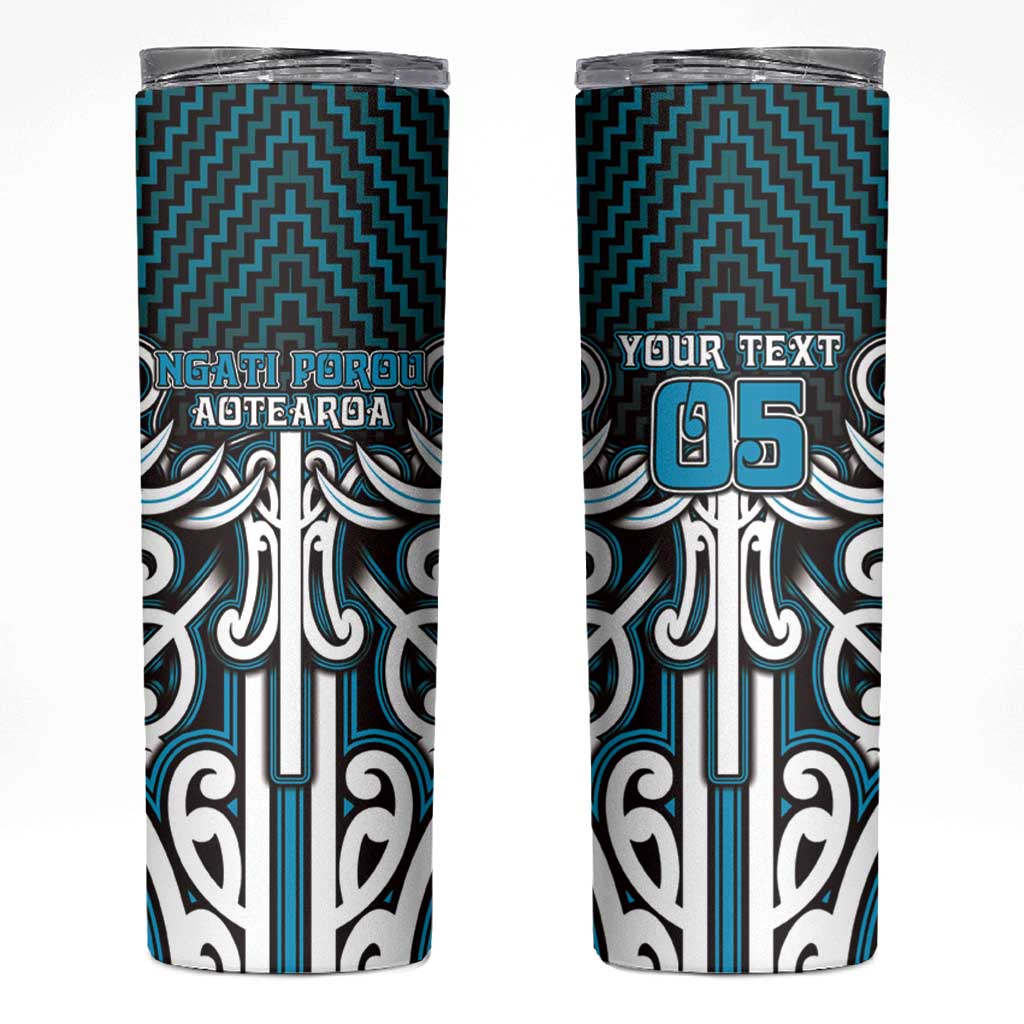 Custom Aotearoa Ngati Porou Skinny Tumbler Maori Tribal Pattern Mix Poutama