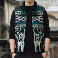 Custom Aotearoa Ngati Porou Sleeveless Puffer Jacket Maori Tribal Pattern Mix Poutama