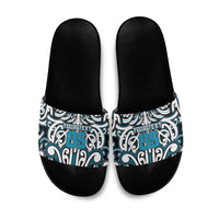 Custom Aotearoa Ngati Porou Slide Sandals Maori Tribal Pattern Mix Poutama
