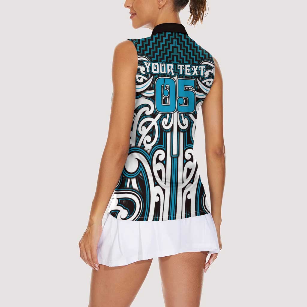 Custom Aotearoa Ngati Porou Women Sleeveless Polo Shirt Maori Tribal Pattern Mix Poutama