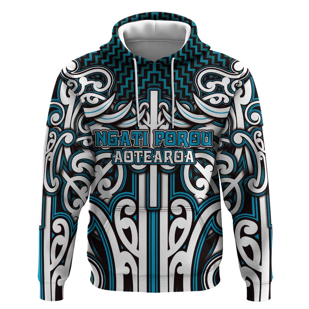 Custom Aotearoa Ngati Porou Zip Hoodie Maori Tribal Pattern Mix Poutama