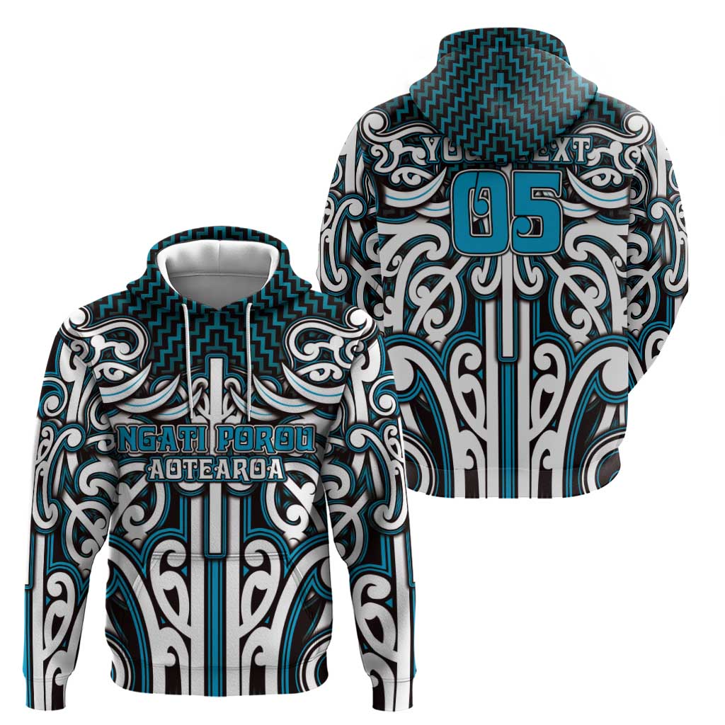 Custom Aotearoa Ngati Porou Zip Hoodie Maori Tribal Pattern Mix Poutama