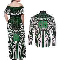Custom Aotearoa Ngai Tahu Couples Matching Off Shoulder Maxi Dress and Long Sleeve Button Shirt Maori Tribal Pattern Mix Poutama LT05 - Polynesian Pride