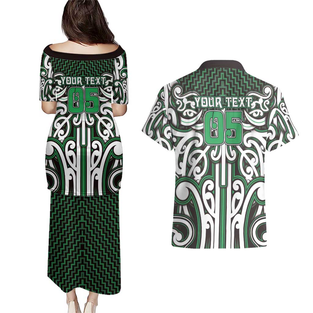 Custom Aotearoa Ngai Tahu Couples Matching Puletasi and Hawaiian Shirt Maori Tribal Pattern Mix Poutama