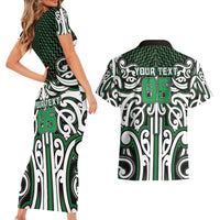 Custom Aotearoa Ngai Tahu Couples Matching Short Sleeve Bodycon Dress and Hawaiian Shirt Maori Tribal Pattern Mix Poutama