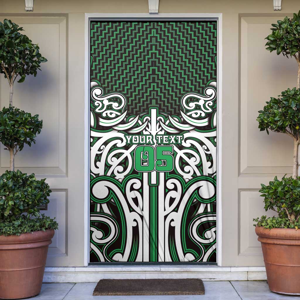 Custom Aotearoa Ngai Tahu Door Cover Maori Tribal Pattern Mix Poutama