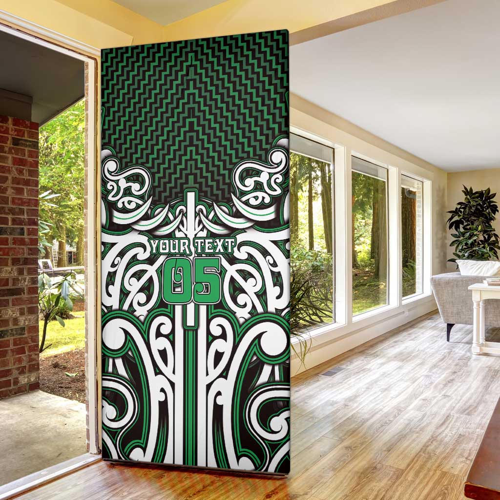 Custom Aotearoa Ngai Tahu Door Cover Maori Tribal Pattern Mix Poutama