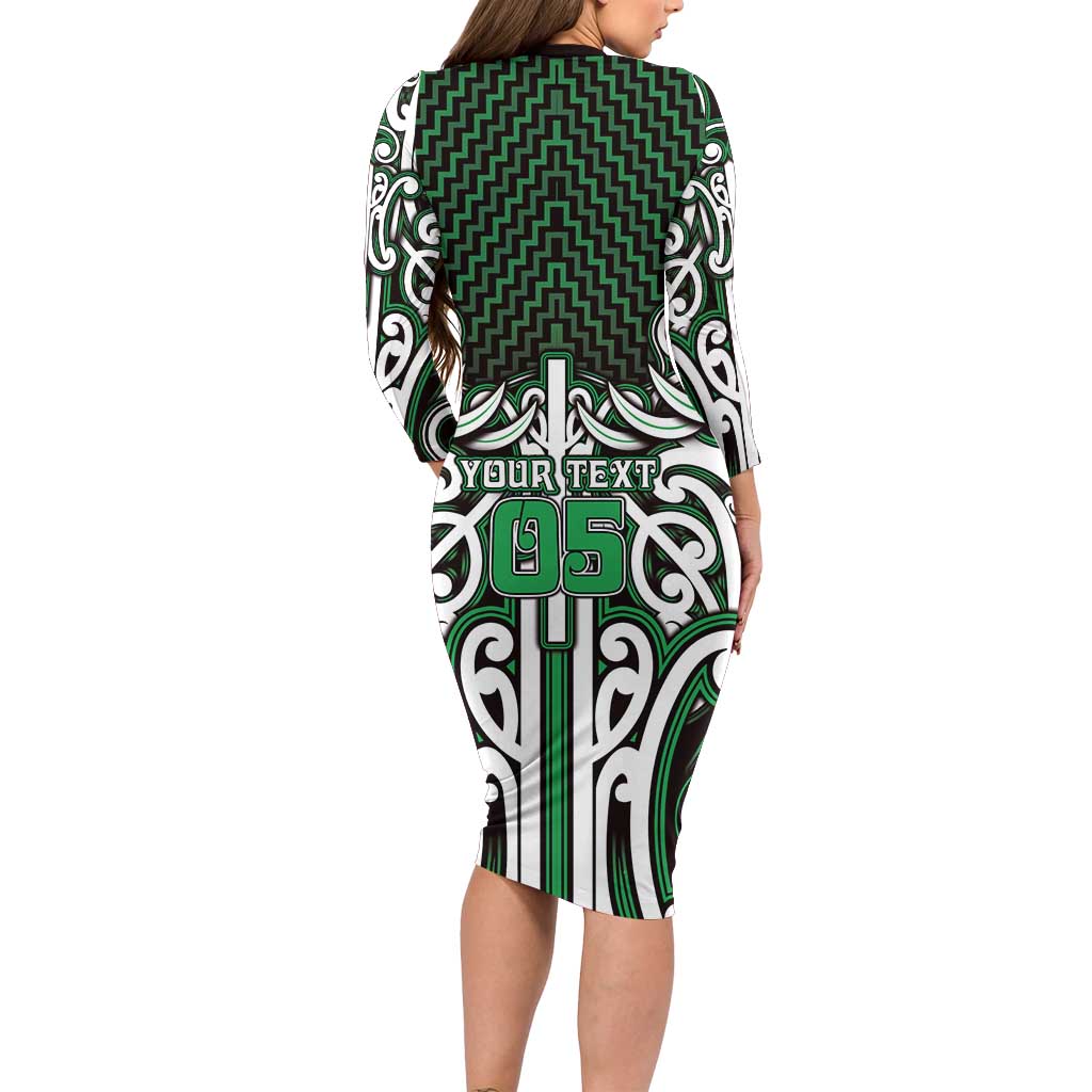 Custom Aotearoa Ngai Tahu Family Matching Long Sleeve Bodycon Dress and Hawaiian Shirt Maori Tribal Pattern Mix Poutama