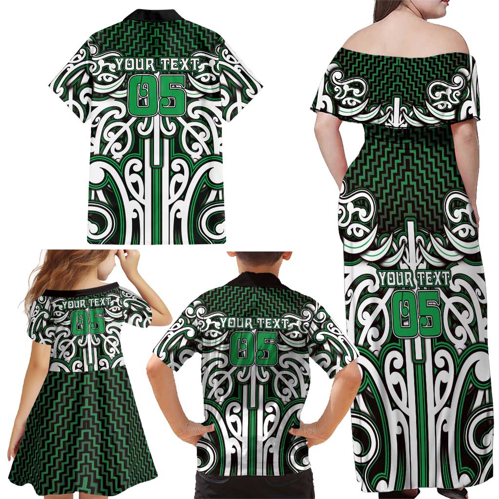 Custom Aotearoa Ngai Tahu Family Matching Off Shoulder Maxi Dress and Hawaiian Shirt Maori Tribal Pattern Mix Poutama LT05 - Polynesian Pride