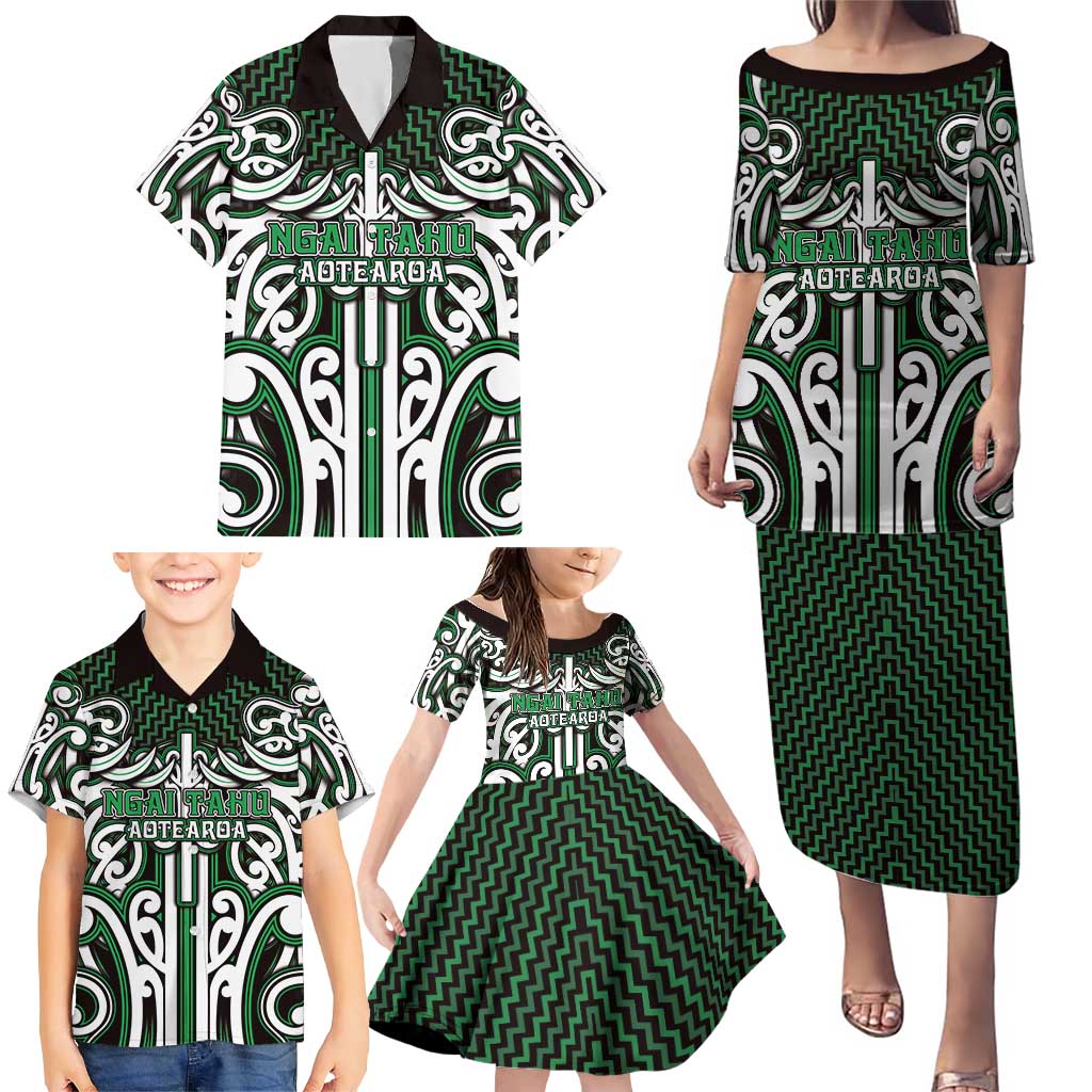 Custom Aotearoa Ngai Tahu Family Matching Puletasi and Hawaiian Shirt Maori Tribal Pattern Mix Poutama