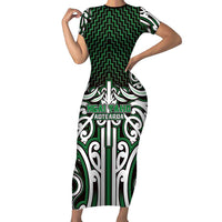 Custom Aotearoa Ngai Tahu Family Matching Short Sleeve Bodycon Dress and Hawaiian Shirt Maori Tribal Pattern Mix Poutama