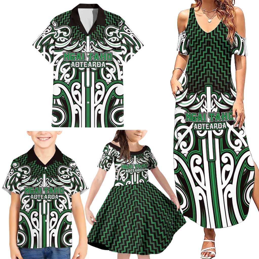 Custom Aotearoa Ngai Tahu Family Matching Summer Maxi Dress and Hawaiian Shirt Maori Tribal Pattern Mix Poutama LT05 - Polynesian Pride