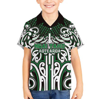Custom Aotearoa Ngai Tahu Family Matching Summer Maxi Dress and Hawaiian Shirt Maori Tribal Pattern Mix Poutama LT05 Son's Shirt Green - Polynesian Pride
