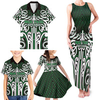 Custom Aotearoa Ngai Tahu Family Matching Tank Maxi Dress and Hawaiian Shirt Maori Tribal Pattern Mix Poutama