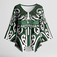 Custom Aotearoa Ngai Tahu Kimono Sleeve Blouse Maori Tribal Pattern Mix Poutama