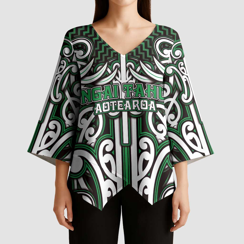 Custom Aotearoa Ngai Tahu Kimono Sleeve Blouse Maori Tribal Pattern Mix Poutama