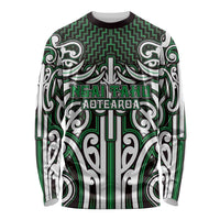 Custom Aotearoa Ngai Tahu Long Sleeve Shirt Maori Tribal Pattern Mix Poutama LT05 Unisex Green - Polynesian Pride