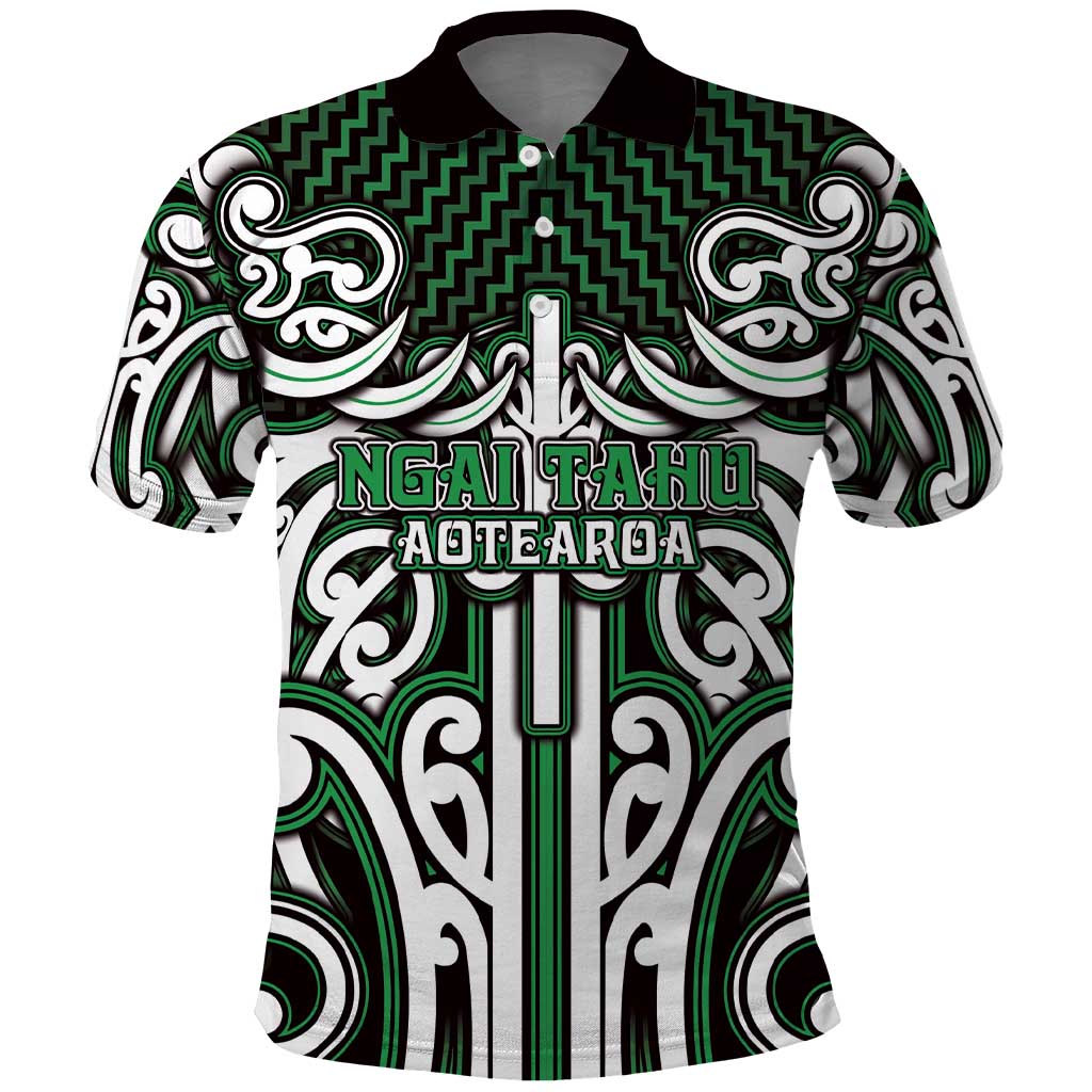Custom Aotearoa Ngai Tahu Polo Shirt Maori Tribal Pattern Mix Poutama LT05 Green - Polynesian Pride