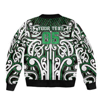 Custom Aotearoa Ngai Tahu Sleeve Zip Bomber Jacket Maori Tribal Pattern Mix Poutama