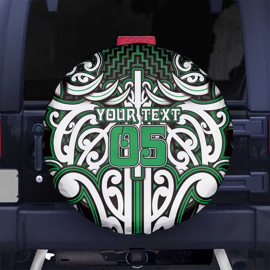 Custom Aotearoa Ngai Tahu Spare Tire Cover Maori Tribal Pattern Mix Poutama LT05 No hole Green - Polynesian Pride