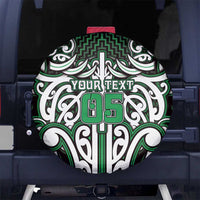 Custom Aotearoa Ngai Tahu Spare Tire Cover Maori Tribal Pattern Mix Poutama LT05 No hole Green - Polynesian Pride